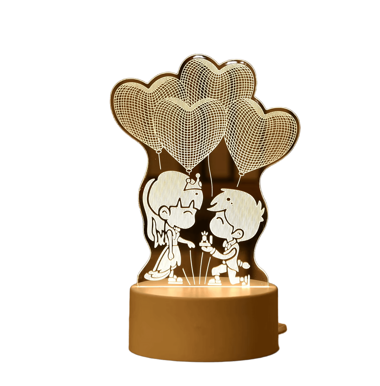 Lampe LED 3D cœur – Veilleuse amour en acrylique