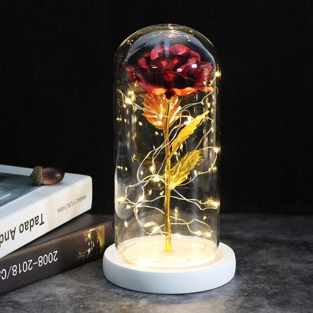 Rose éternelle lumineuse LED sous cloche en verre - EXCLU ST VALENTIN ! – Image 3