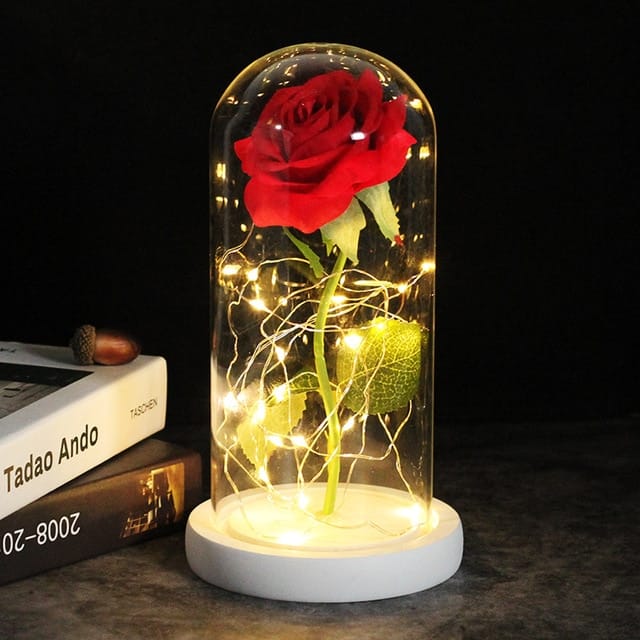 Rose éternelle lumineuse LED sous cloche en verre - EXCLU ST VALENTIN ! – Image 4