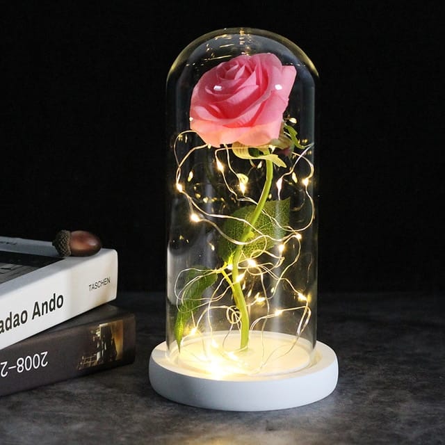 Rose éternelle lumineuse LED sous cloche en verre - EXCLU ST VALENTIN ! – Image 5