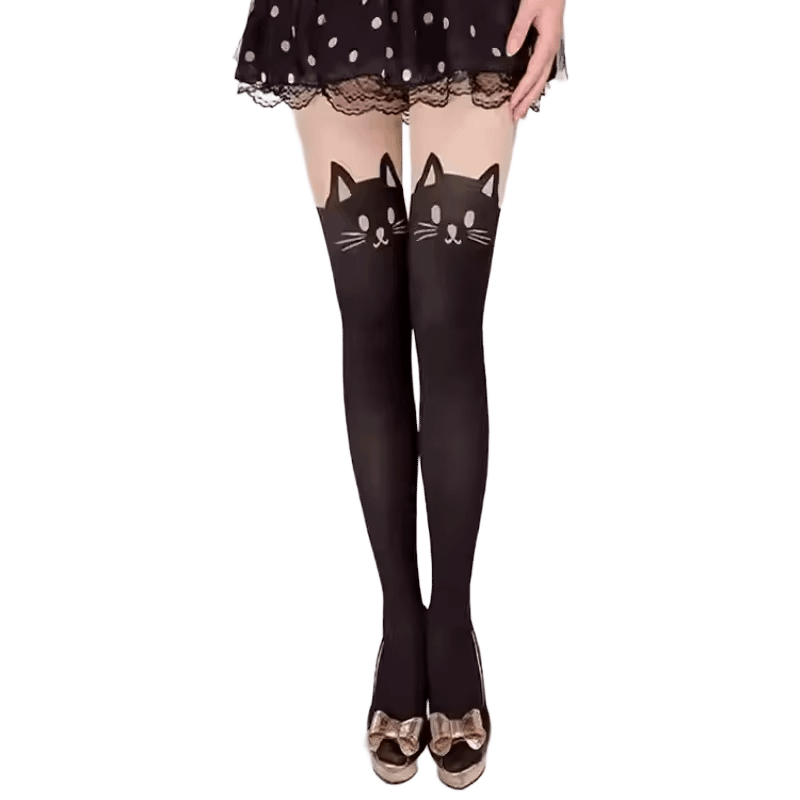 Collants cuisse haute motif chat – Style kawaii japonais