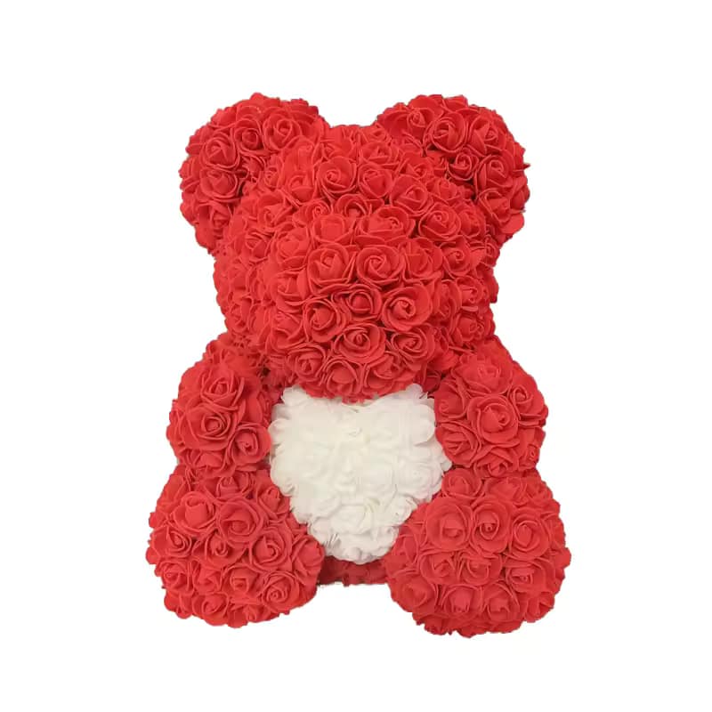 Ours en roses éternelles fait main – Cadeau romantique original